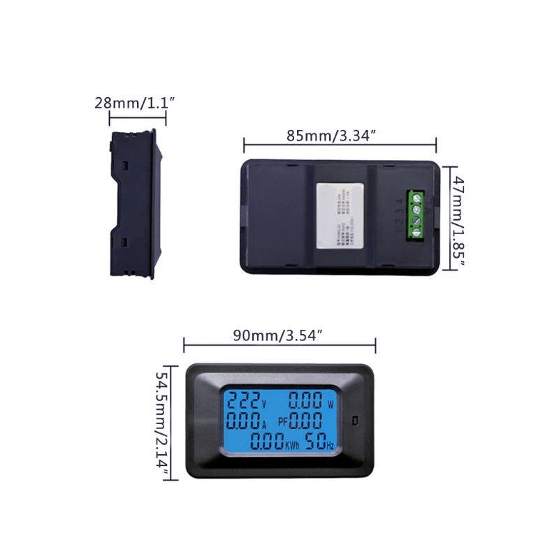 20/100A AC LCD Digital Panel Power Watt Meter Monitor Voltage KWh Voltmeter Ammeter P06S Multifunctional Watt-hour Meter