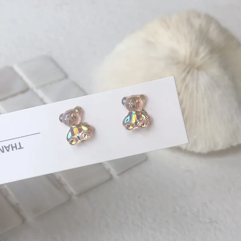 925 Silver Needle Colorful Earing Studs Gummy Bear Earrings Jewelry Vintage Cute Accessories Gift Piercing Designer for Women