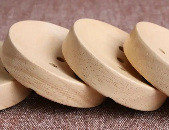 New Arrival Natural Wooden Soap Holder Simple Design Round Soap Dish