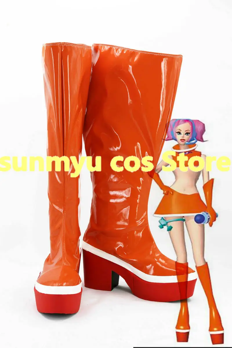 SPACE CHANNEL 5 Ulala Orange boots Shoes Cosplay Custom Size