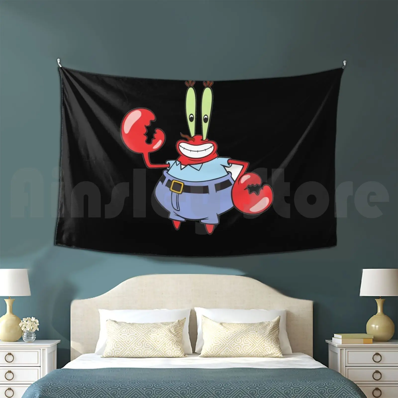 Mr.krabs Tapestry Living Room Bedroom Mr Krabs Star Funny Plankton Squidward Sandy Cartoon Krusty Krab