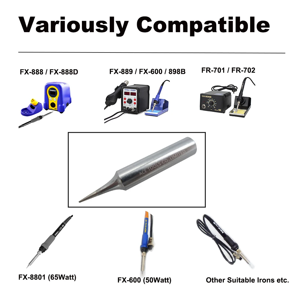 T18-C05 punta di saldatura smussatura 0.5mm misura HAKKO FX-888 FX-888D FX-8801 FX-600 senza piombo punta di ferro ugello saldatura maniglia matita