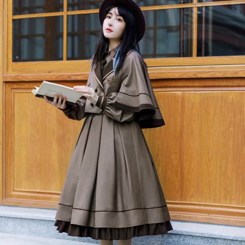 

Lolita Set Op Cape Kawaii Jk College Student Style Haut Femme Gothique Military Lolitas Outfit Vintage Lolita Outfit