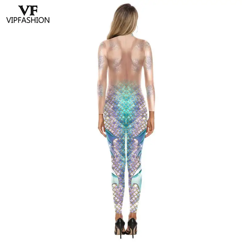 Vip Mode Mermaid Kostuums Schaal Gedrukt Cosplay Jumpsuits Carnaval Party Bodysuit Vrouwelijke Prestaties Dans Zentai Pak