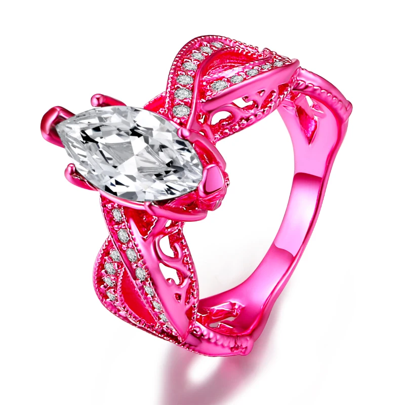 Punk Special Color Rings For Men & Women Pink and Blue Gold Color AAA+CZ Wild Style Fashion Jewelry For Party DD040