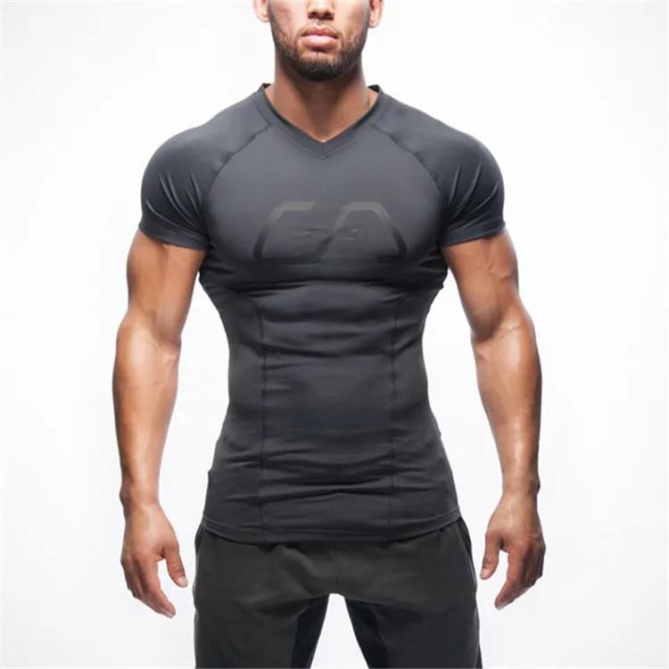 Summer fitness sports short-sleeved casual clothing stretch tight training T-shirt compression clothing quick-drying wicking