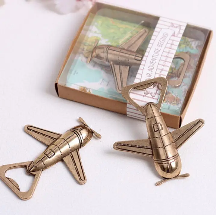 100pcs Antique Air Plane Airplane Shape Wine Beer Bottle Opener Metal Openers For Wedding Party Gift Favors Wholesale