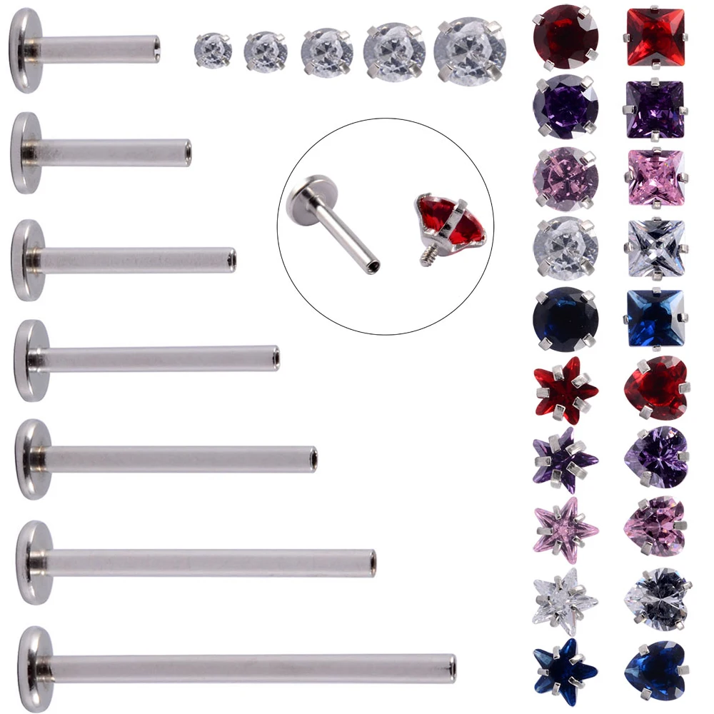 3-5Pcs/Lot 3-5mm Star Zirconia Replacement Piercing Ball Outernal Threaded Lip Eyebrow Ball 16G/14 Gauge Piercing Ball Jewelry