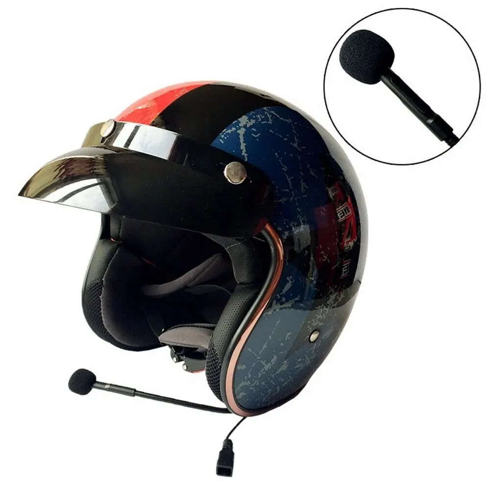 Motorcycle Open Face Retro Helmet Motorbike 3/4 Curiser Chopper Vintage Helmets Bluetooth Headset Built-In