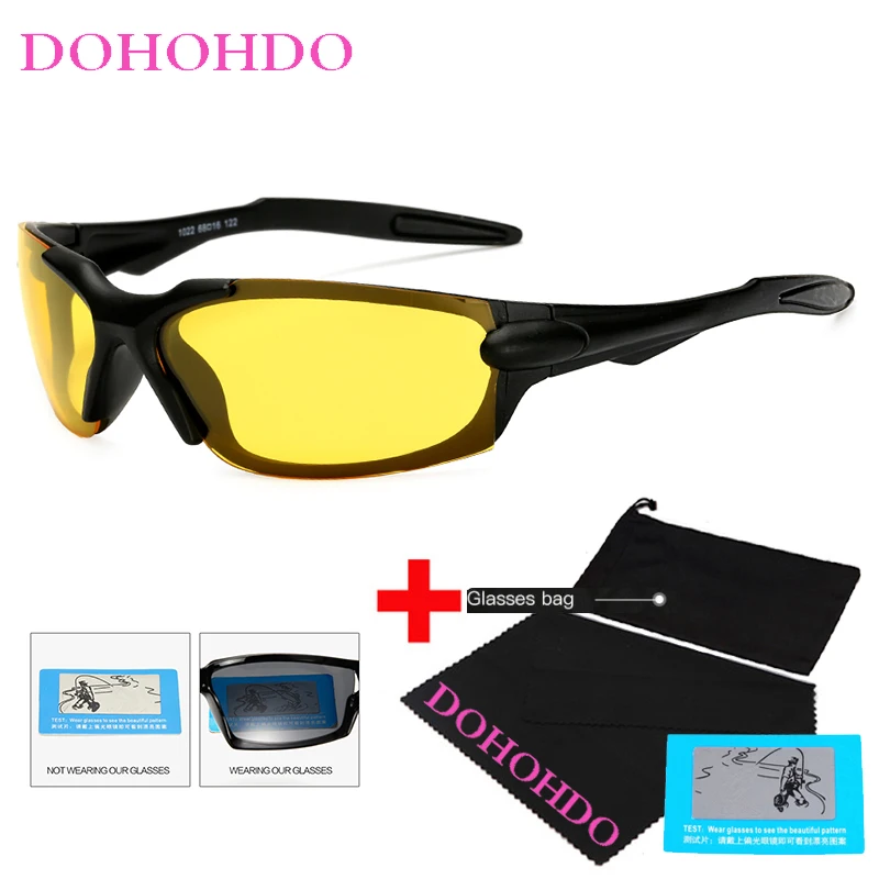 DOHOHDO Sport Polarized Sunglasses Polaroid Sun Glasses Mirror Windproof Goggles UV400 Sunglasses For Men Women Eyewear With Bag