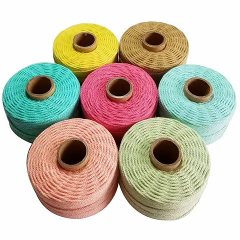 Cuerda 100% de algodón, 80 m/rollo, hilo colorido de macramé, hilo para decoración del hogar y boda, accesorio DIY