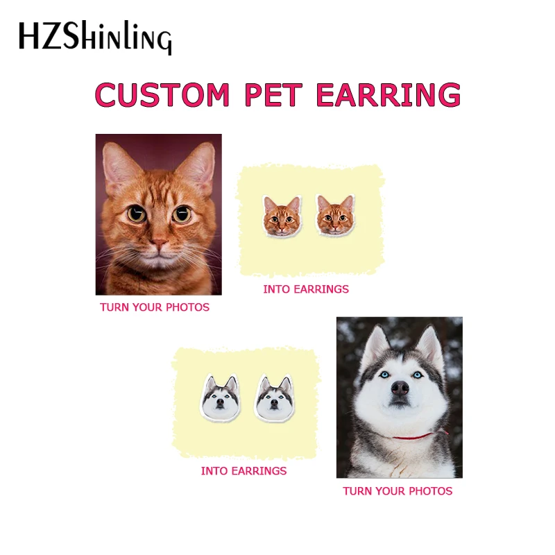 

2019 New Custom Pet Earring Dog Cat Head Acrylic Stud Earring Earring Personalized Epoxy Resin Earrings OMG