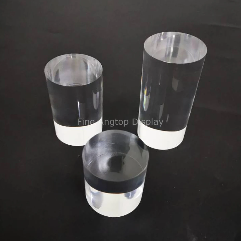 Clear Polished Acrylic Cube Cylinder Round Photo Props Boutique Jewelry Cosmetic Crafts Closet Show