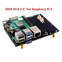 Raspberry Pi X825 V2.0 2,5 pulgadas SATA HDD/SSD placa de expansión de almacenamiento caja acrílica para Raspberry Pi 4B (4 modelos B)