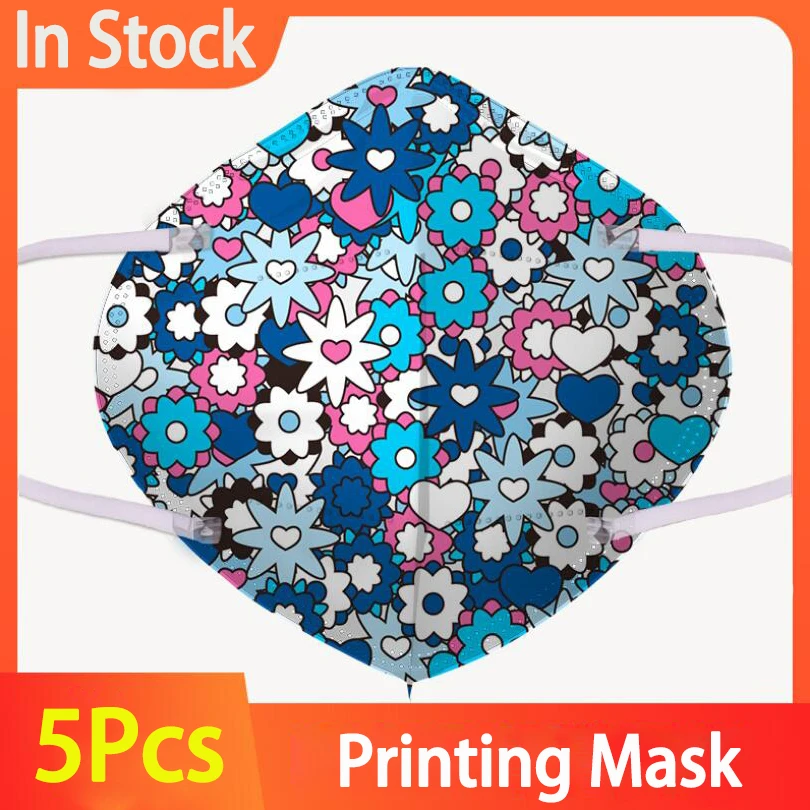 Blue Star Flower Figure Adult Mouth Mask Dustproof Haze Breathable Disposable Mouth and Nose Face Mask