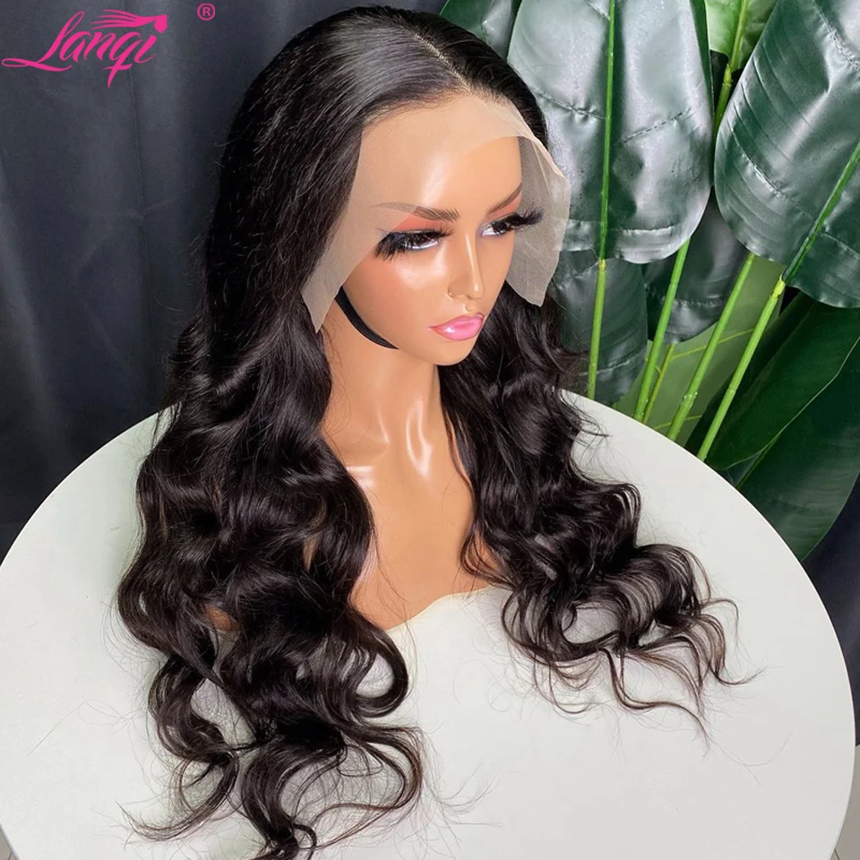 Lanqi 30 Inch Body Wave Lace Front Wig Bodywave 4x4 Closure Wig Brazilian Lace front Wavy Human Hair Wigs For Women Frontal Wig