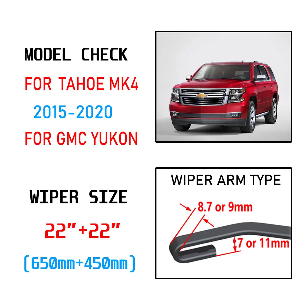 For Chevrolet Tahoe MK4 GMC Yukon 2015 2016 2017 2018 2019 2020 Accessories Front Windscreen Wiper Blade Brushes for Car Cutter