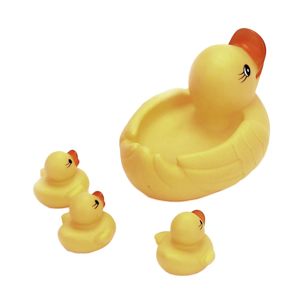 4pcs/lot Float Water Swimming Mummy Rubber Race Squeaky ellow Rubber Family Ducks Family Educational for Children Baby Bath Toy