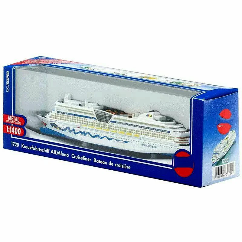 1/400 Scale Diecast German Aida Luna Luxury Cruises 1720 Ship Model Siku 18cm Plastic Boat for Collection