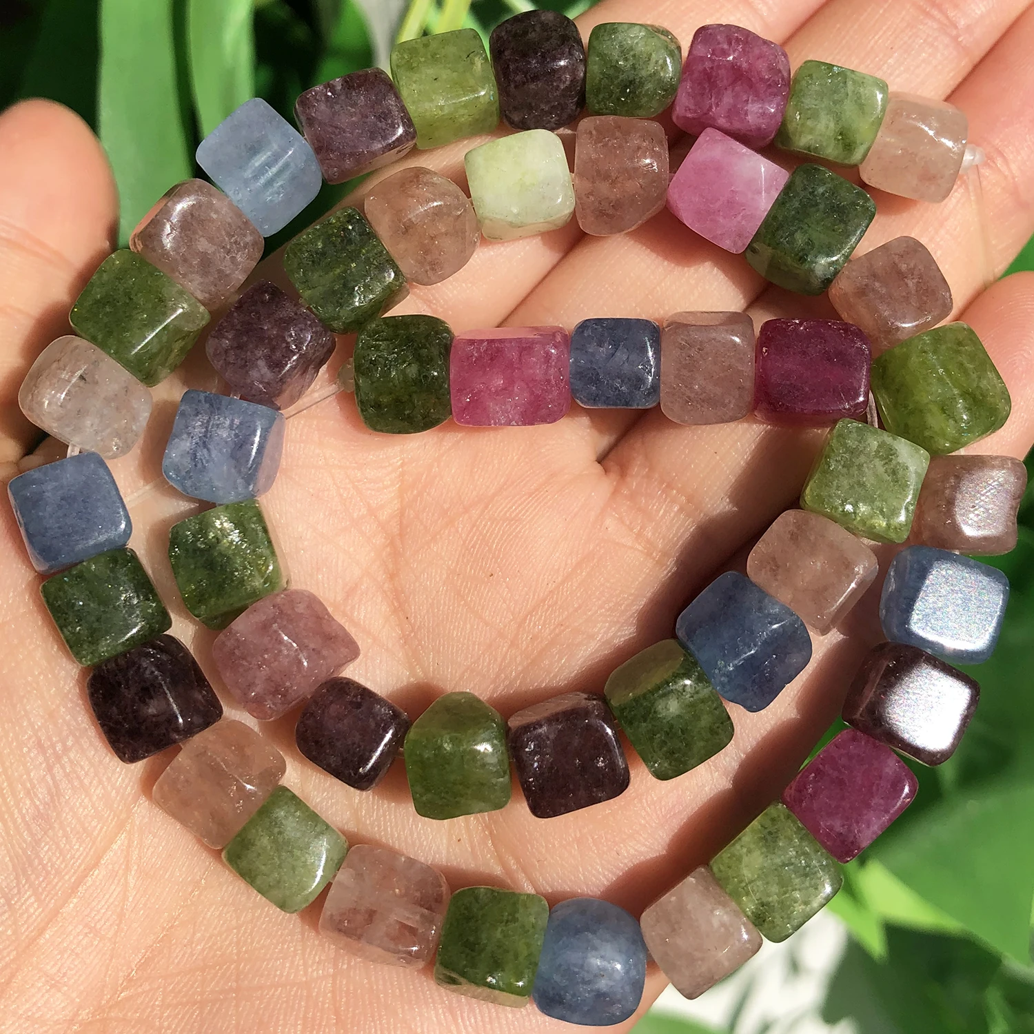 8mm Quadratische Aquamarin-, Morganit-, Turmalin-, Peridot-, Apatit-Steinperlen, Natürliche Lose Perlen für Schmuckherstellung, Armband-DIY – Detail 13