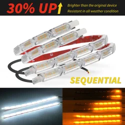 Tira de luces LED DRL flexibles y brillantes, señal de giro, luces de circulación diurna LED secuenciales blancas y amarillas para faros de coches, 2 uds.