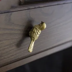 1Pc Retro Solid Brass Handles Golden Feather Little Bird Shaped Cabinet Door Knobs Dresser Pulls Handmade Furniture Knob