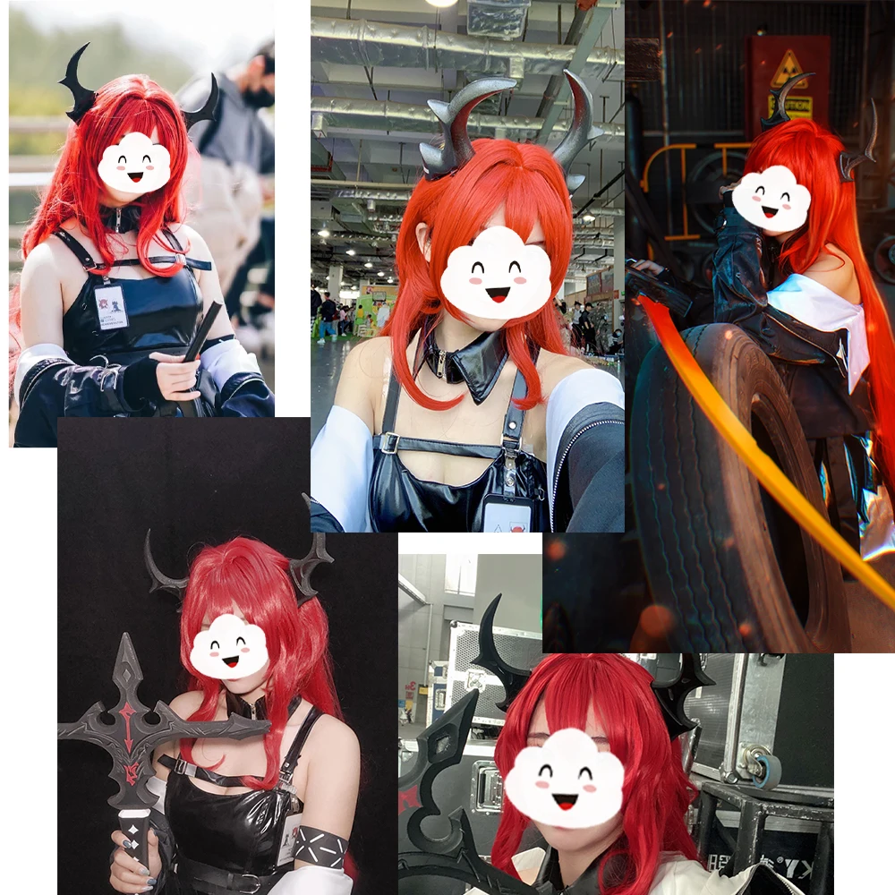 Surtr Cosplay Wig Game Arknights Cosplay HSIU Dark Red Long Hair Free Brand Wig Cap Arknights Guard Cosplay Wig