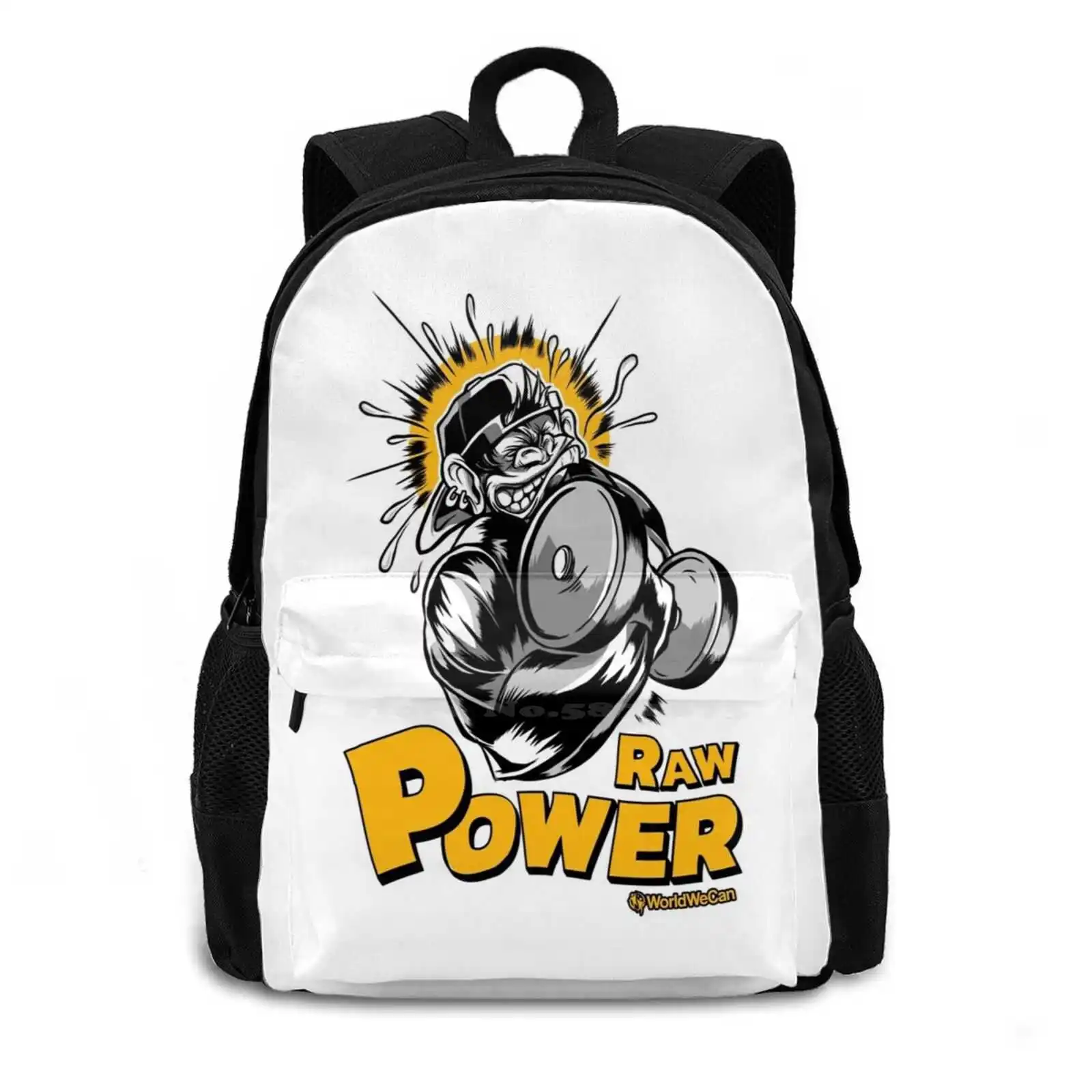 Raw Power | Super Motivation Monkey Exclusive Art School Bag Big Capacity Backpack Laptop 15 Inch Motivational Women