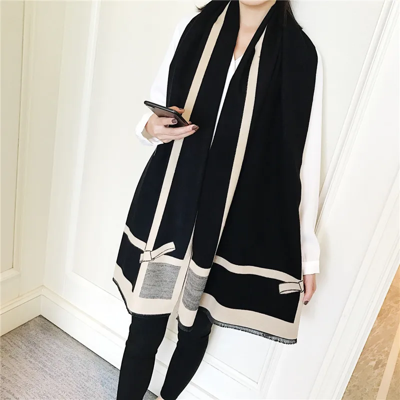 

HotSale High Quality Blanket Custom Winter Shawl Plaid Pashmina Kashmir Long Thick Warm Scarf Cashmere Women Printed Poncho Cape