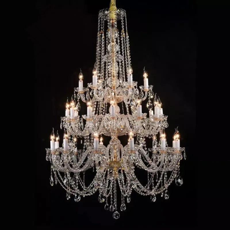 Extra Large Stair Crystal Chandelier Modern Long K9 Lobby Hotel Lustres De Cristal Candle Stairwell Chandelier 150cm