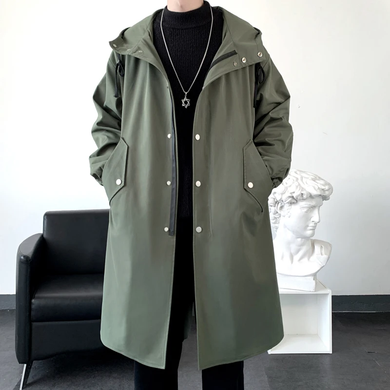 2022 autumn Long style coat men\'s High quality casual trench coat , casual hoooded jackets men,Men\'s Clothing Windbreakers FY51