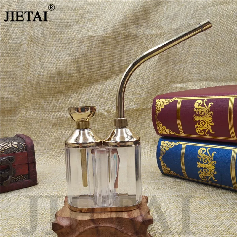 Water Smoking Pipe Detachable Hookah Shisha Cigarette Holder Pipe Mini Hookah Filter Smoke Acrylic with Metal Tube Filter Tar