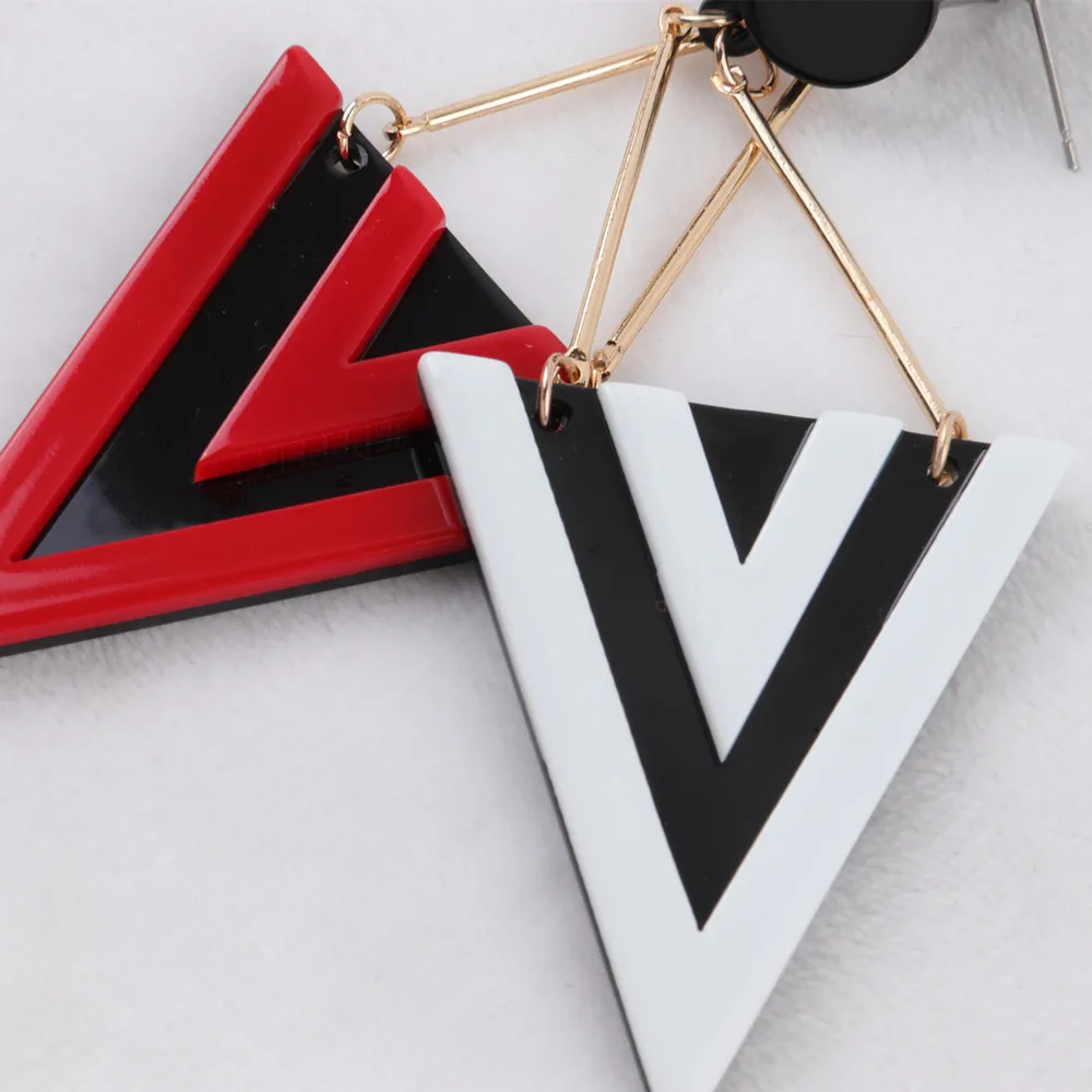 FishSheep Fashion Korean Acrylic Triangle Drop Earrings For Women Exaggerated Colorful Geometric Big Earrings Party Jewelry