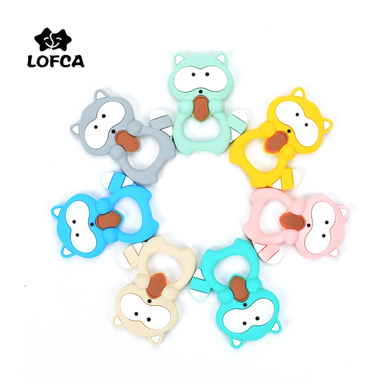 LOFCA 1pcs Baby Teether Silicone Beads BPA Free Food Grade Silicone Animal Shape Pendant Baby Pacifier Chain Teething Toy