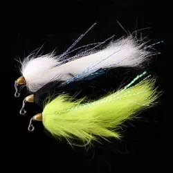 3PCS Green Black White Cone Copper Bead Head Bass Pike Streamer Fly Trout Flies For Fishing Fly Lures 1/0 Aberdeen Jig Hook