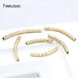 14k Real Gold Plated 8 Sizes Long Curved Tube Beads Accessories For Jewelry Making, Handmade DIY Jewellery Findings Components
