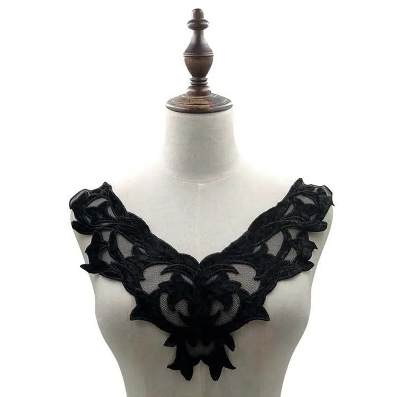 

20Pcs Black Lace Collar Applique DIY Tulle Neckline Neck Fabric Clothing Exquisite Sewing Accessories Supplies 29X38cm