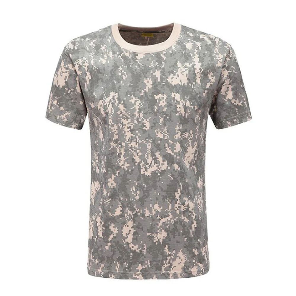 Camouflage O-Neck Tactical Combat Shirt for Men Military Shirt Hunting Clothes Outdoor Hiking Camping Army T Shirt