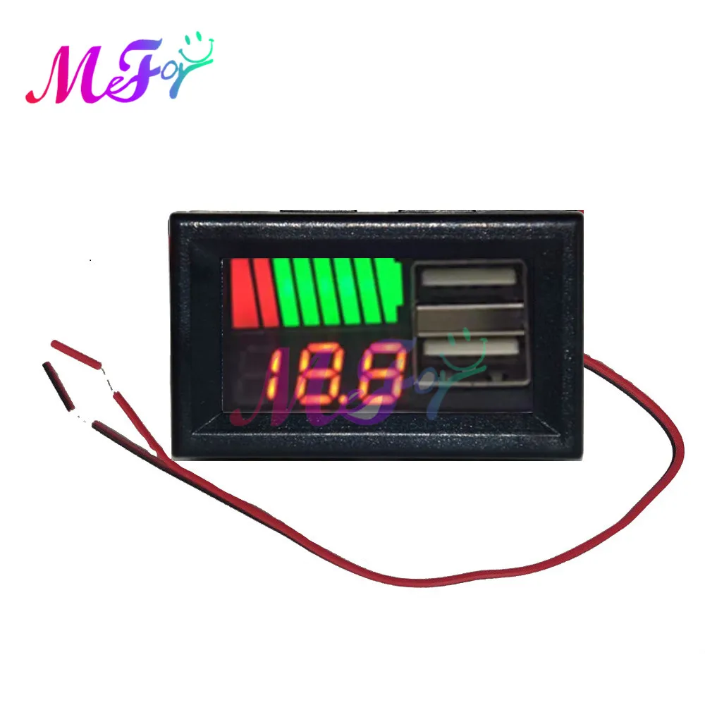 Digital Voltmeter 5V 2.4A USB Voltage Capacity Tester 12V-24V Li-ion Lead Acid Battery Meter 3S-7S Battery Capacity Indicator