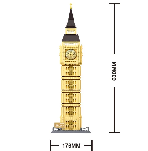 Światowej sławy architektura historyczna mikro diamentowe klocki anglia londyn Big Ben wieża zegarowa Elizabeth zbudowany zabawka z klocków Nanobricks