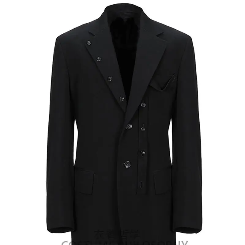 

Customized S~6XL NEW 2020 Men's clothing Individually Fashion hairstylist designed button style black plus size suit coat