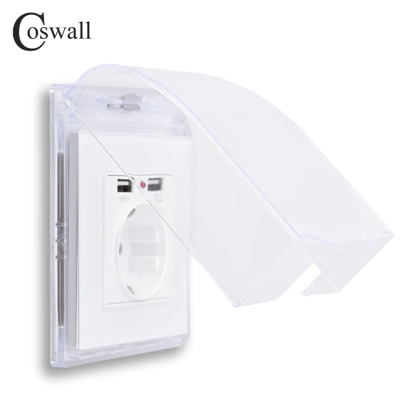 Coswall 86 Type Wall Waterproof Dust-proof Transparent Box For 86*86mm Size Wall Socket With Internal Installation