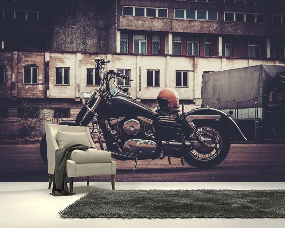 

Papel de parede motorcycles on the road retro 3d wallpaper,living room boys' bedroom wall papers home decor cafe bar mural