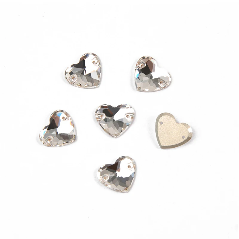 YANRUO 3259 All Sizes Crystal Clear Heart Handicraft Flat Back Glass Stones Strass Sew On Rhinestones For Needlework