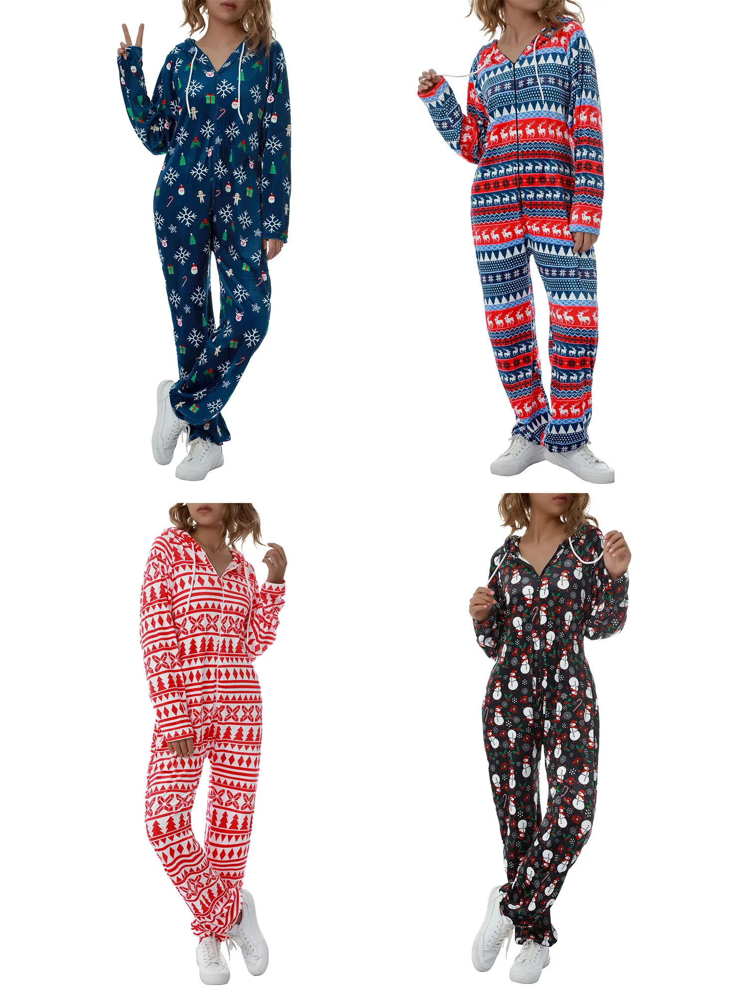 

Women Christmas Romper, Long Sleeve Zipper Drawstring Hooded Long Trousers Jumpsuit for adults women abdl romper pajamas