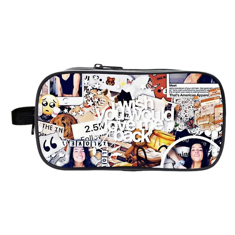 Students Charli Damelio Pencil Case Boys Pencil Box Kids Zipper Pen Bag Children Pencil Holder School Supplies Girls Makeup Bag