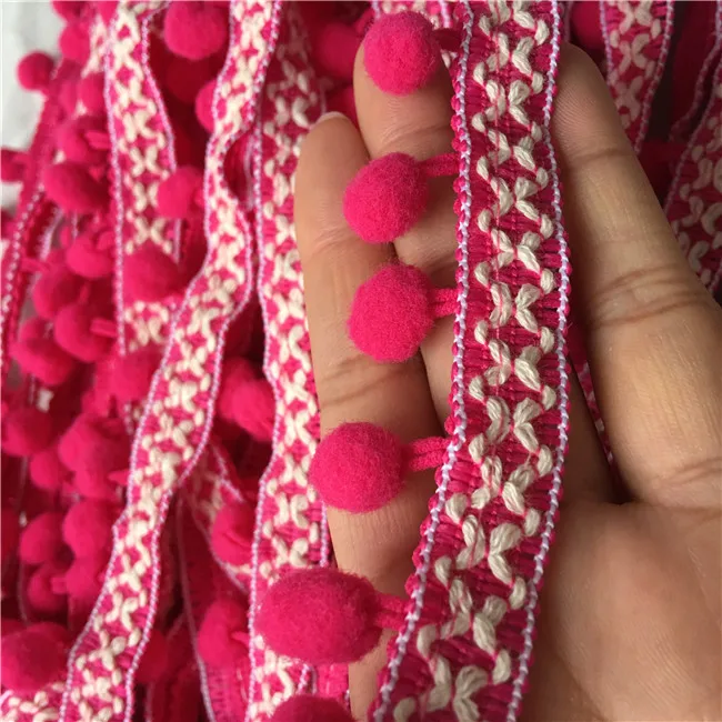 4meteroff white pink pompons webbing clothing accessories home pillow curtain lace