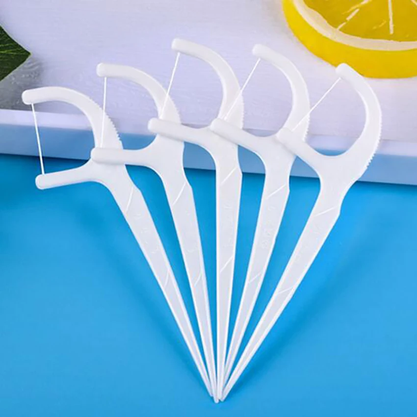 50 pçs/set Dente Fio Dental Floss Picks Flossers Dentários Dentes Limpeza Vara Interdental Escova Os Dentes Limpos Com Oral Care