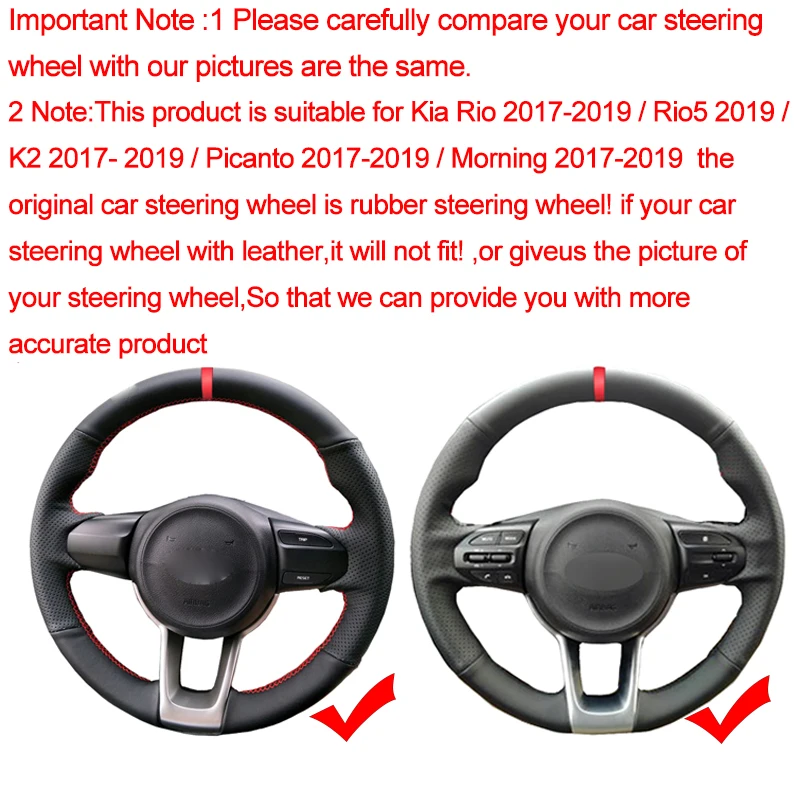 Hand Sewing Car Steering Wheel Cover Volant Funda Volante For Kia Rio 2017 2018 2019 2020 Rio5 2019 K2 17-20 Picanto Morning