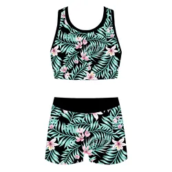 Kids Girls Tracksuits Dancewear Workout Gymnastics Outfits Sport Bra Top with Bottoms Shorts Set Teenage Ballet Dance Outfits